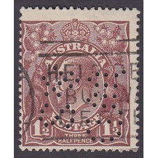 Australian    King George V   1½d Penny Half Pence Brown   Single Crown WMK  2nd State Plate Variety 3L8